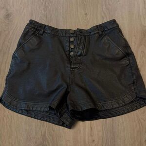 Free People Black High Waisted Leather Shorts